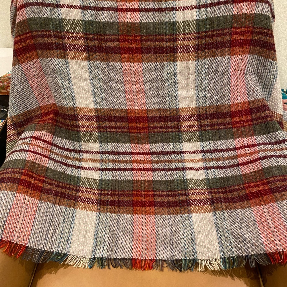 Blarney Woollen Mills Recycled Rug 100% Wool Plaid Throw Blanket Cabin 62” x 44” - Picture 2 of 6